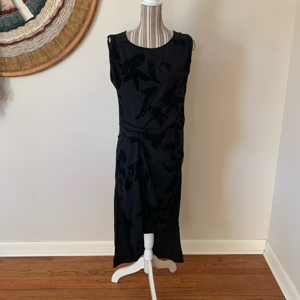 All Saints Black Dress Velvet Flowers Women’s Size 2 - Picture 11 of 11